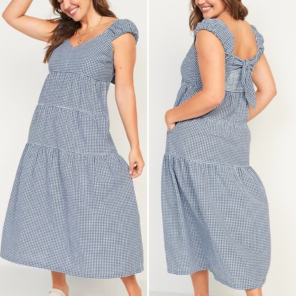 Old Navy Blue Gingham Maxi Dress